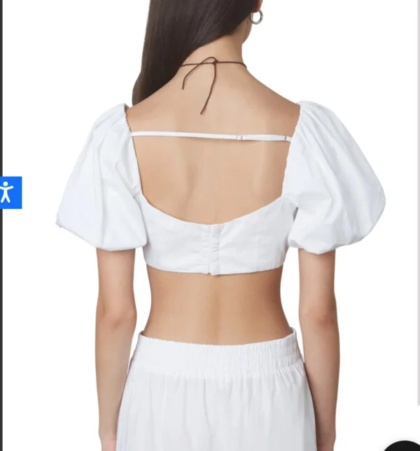 NIA - Cotton Puff sleeve fitted crop top - Image 2