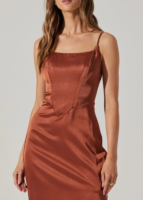 Astr the label - Satin Corset Dress with Slit